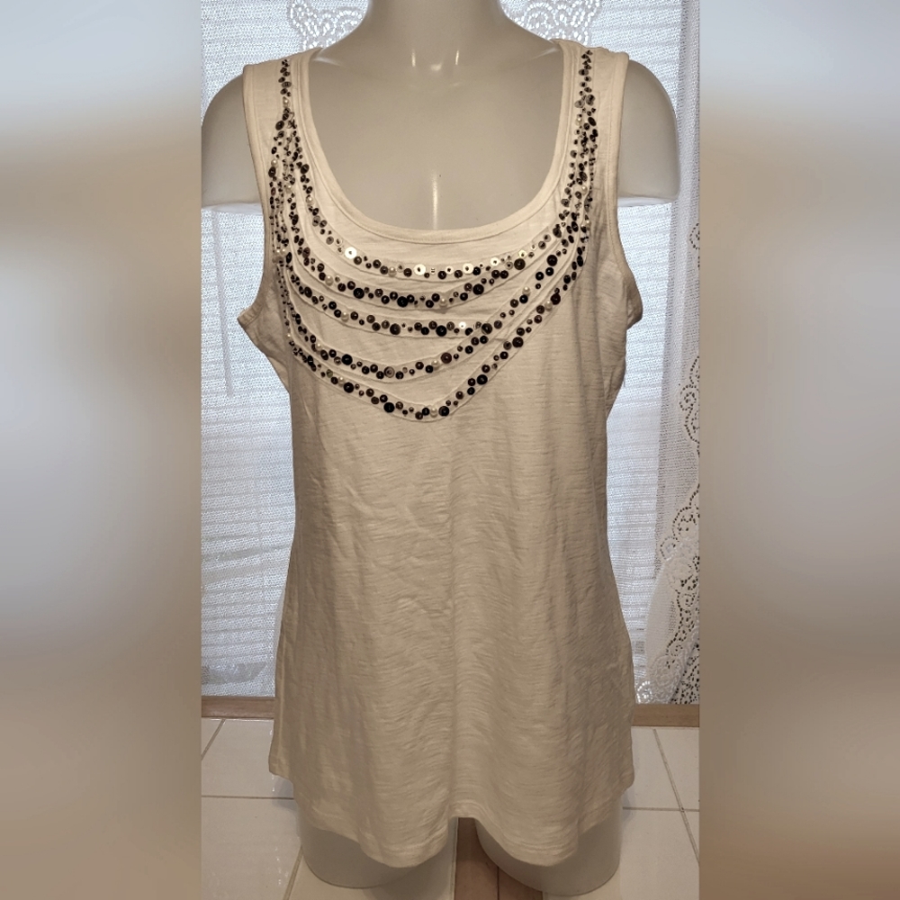 Madison white sequin tank top size L